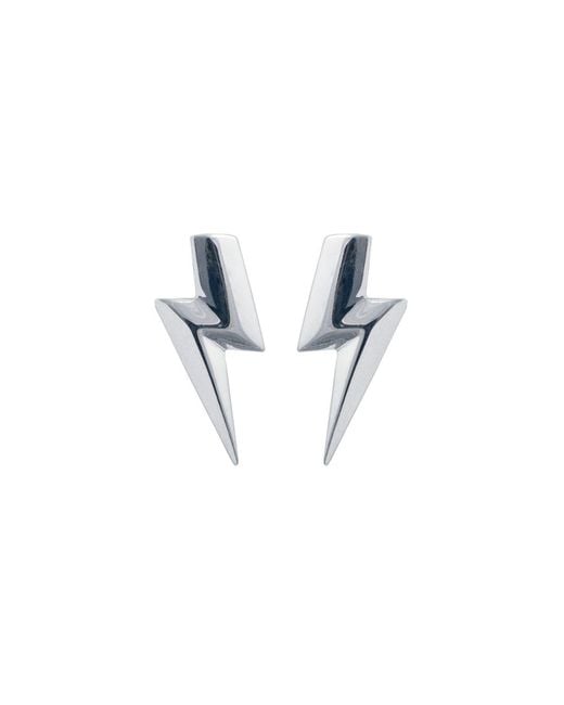 Edge Only Metallic 3D Flat Top Lightning Bolt Earrings Sterling