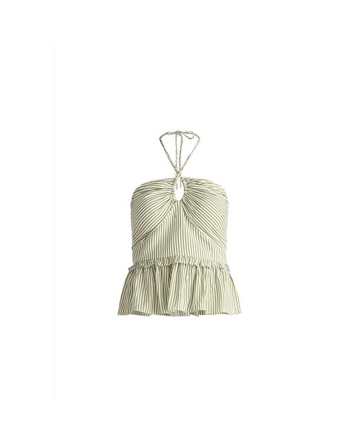 Paisie White Halterneck Peplum Top