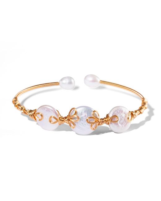 Ebru Jewelry Metallic Handcrafted Baroque Pearl Goddess Bracelet