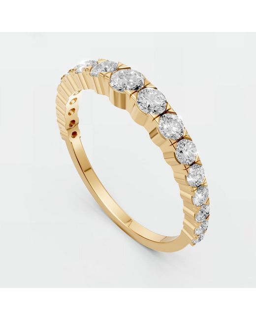 Aya Fine Jewelry Metallic 0.75 Ctw Round Lab Diamond Graduated Half Eternity Ring