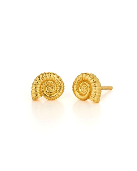 Nellou Jewellery Metallic Ammonite Stud Earrings Plated Sterling
