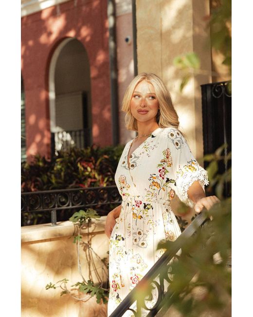 Why Mary Natural Vintage Garden Party Floral Maxi Dress