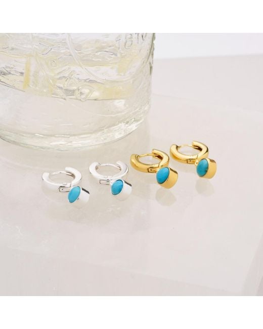 Nellou Jewellery Blue Gem Hoop December Birthstone Earrings Sterling