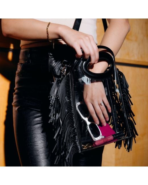 PAIGE Black Stadium-Approved Clear Tote Handbag
