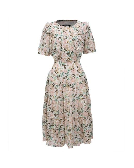 Smart and Joy Natural Neutrals Flower Print Tea Dress
