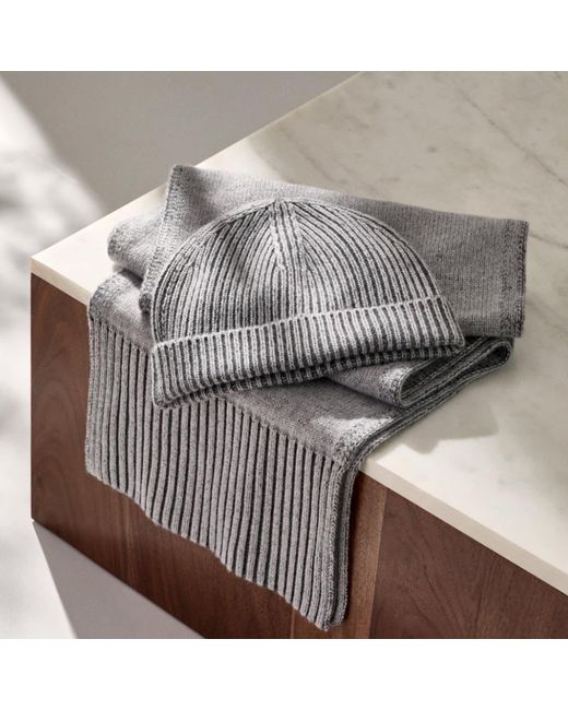 Salts Cashmere Gray Scarf With Rib Trim