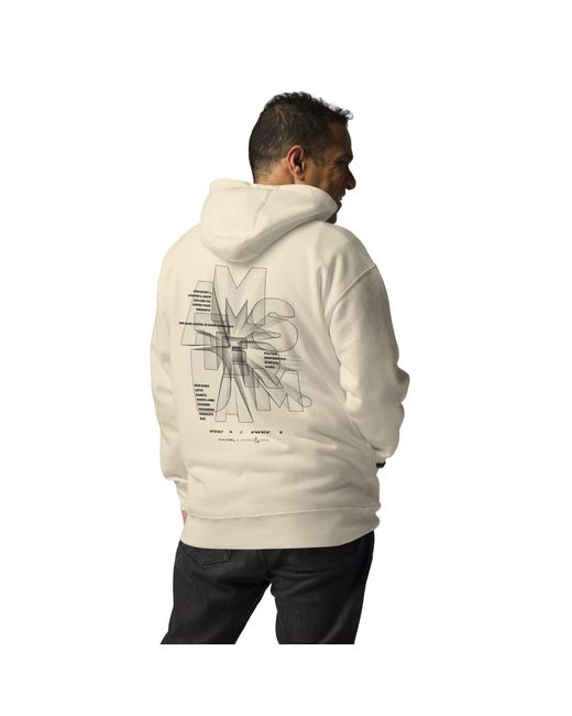 Anchor and Crew Natural Neutrals Bone Gustatory Amsterdam Coffee Scene Cotton Blend Embroidered Hoodie
