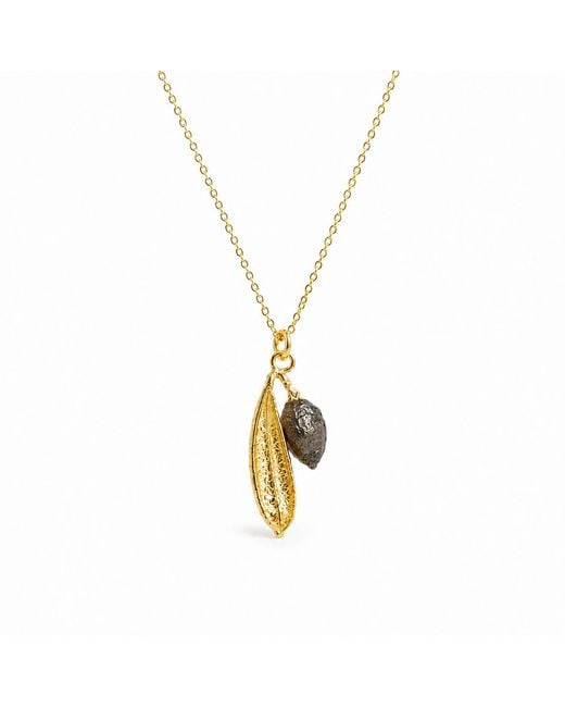 Mother Nature Jewelry Metallic Leaf Pendant, Handmade & Rhodium Two-Tone Necklace