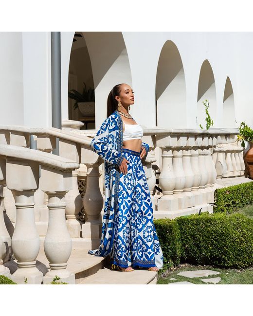 Ana Luisa Blue Santorini Inspired Wide Leg Pants