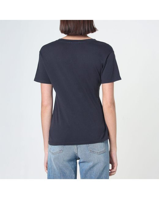 NOEND Blue Supima Cotton Deep V Neck Tee