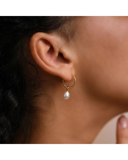 Janus Edinburgh Metallic Vermeil Pearl Cycles Of Hope Huggie Hoop Detachable Earrings