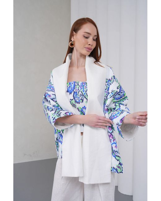 Lumina Eligma White The Duality Linen Reversible Jacket