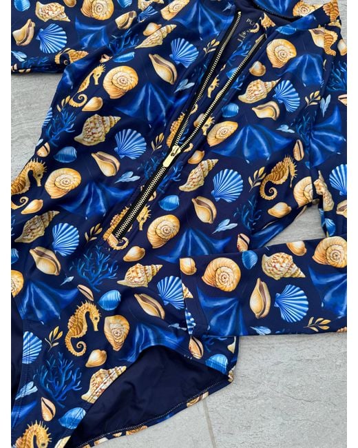 Plivati Blue Lana Zip Long Sleeve Swimsuit — Čiovo