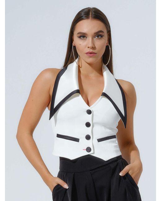 Tia Dorraine Natural Born To Run Cropped Tailored Waistcoat