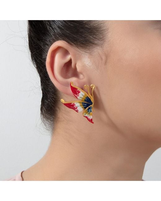 Milou Jewelry Red Multicolor Butterfly Earrings