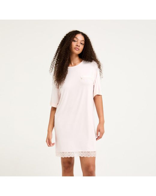 Pretty You London Purple Bamboo Lace Tee Dress