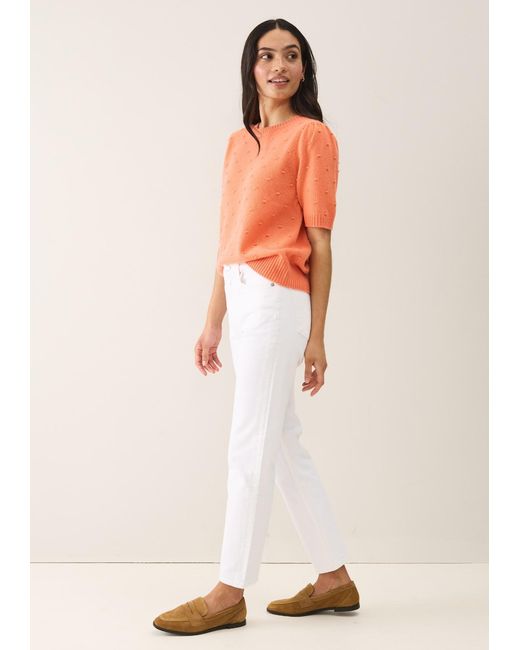 Loop Cashmere Orange Bobble Puff Sleeved Sweater