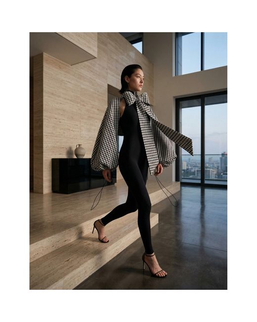 Monosuit Black Bolero Long Sleeves Top