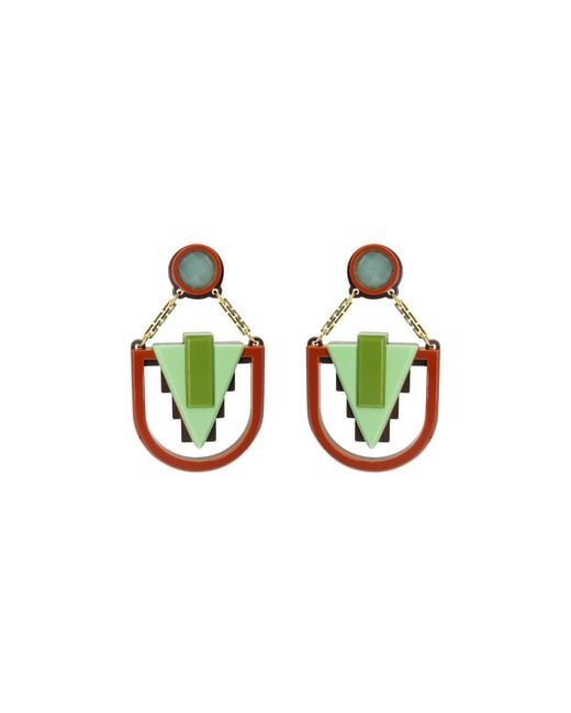 Gissa Bicalho Green Handmade Acrylic Earring Arrow Deco Pistachio