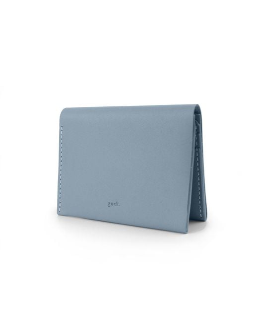 godi. Blue Handmade Bifold Leather Wallet