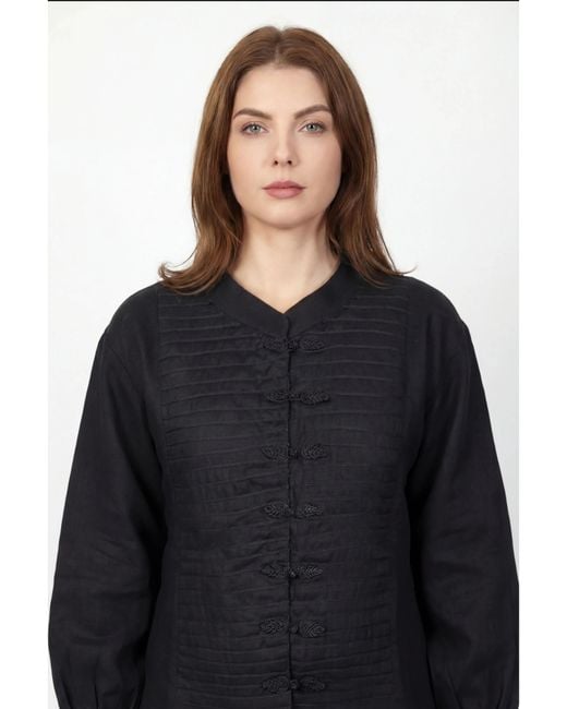 Muda Clothing Fz Llc Black Inori Linen Top