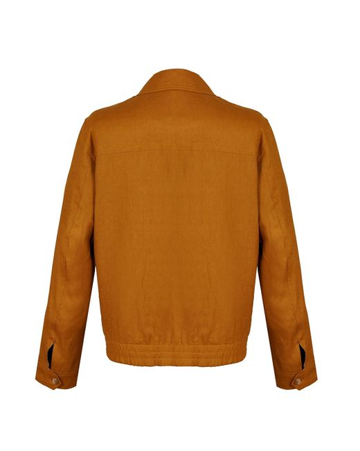 DAVID WEJ Brown Hugo Linen Aviator Jacket for men