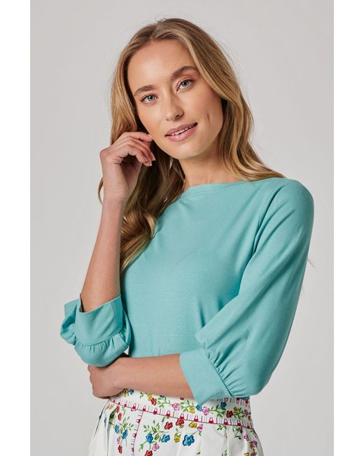 Marianna Déri Green Mint Boat Neckline Top