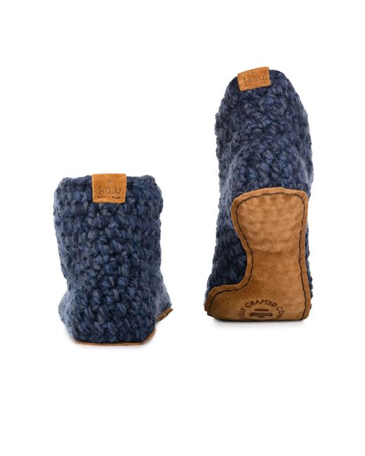 Kingdom of Wow Blue Extra Cozy Boot Wool Slippers For