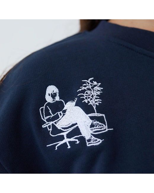 London Atelier Byproduct Blue Premium Heavyweight Jumper With People Embroidery