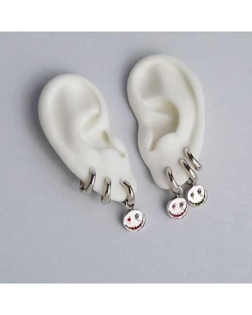 Kasun White Smile Hoop Earrings – February – Amethyst –