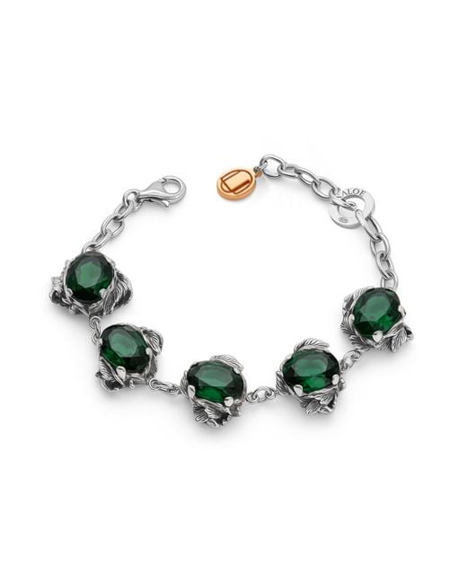Unaloe Green Coleus Ovalis Sterling Bracelet With Cubic Zirconia – Elegant Statement Jewelry
