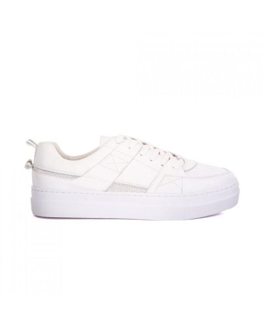 DAVID WEJ White Leather Sneakers With Mesh for men