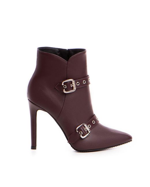 The 5Th Element Purple Roux Marsala Leather Ankle Boots