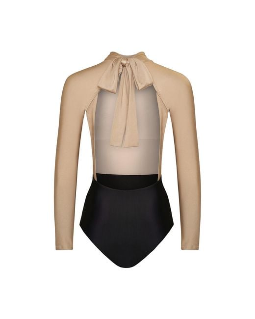Paola Amador Black Neutrals Bodysuit Swimsuit Surf Cream