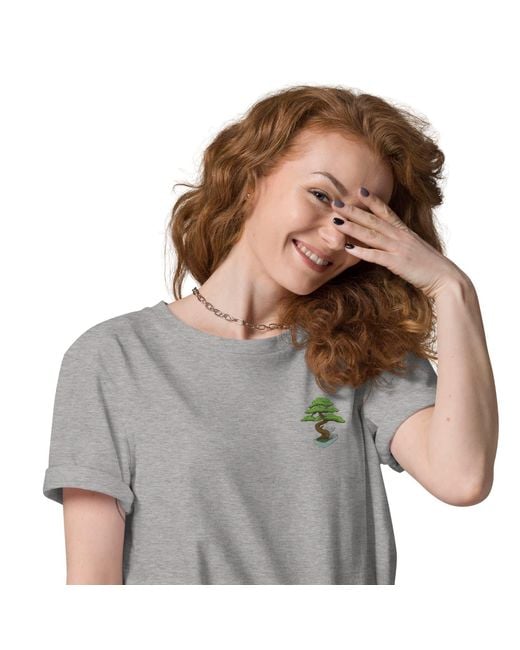 Anchor and Crew Gray Heather Bonsai Garden Dystopia Organic Cotton Embroidered T-Shirt