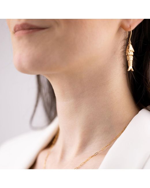 Oana Savu Metallic Articulated Fish Dangle Drop Long Earrings