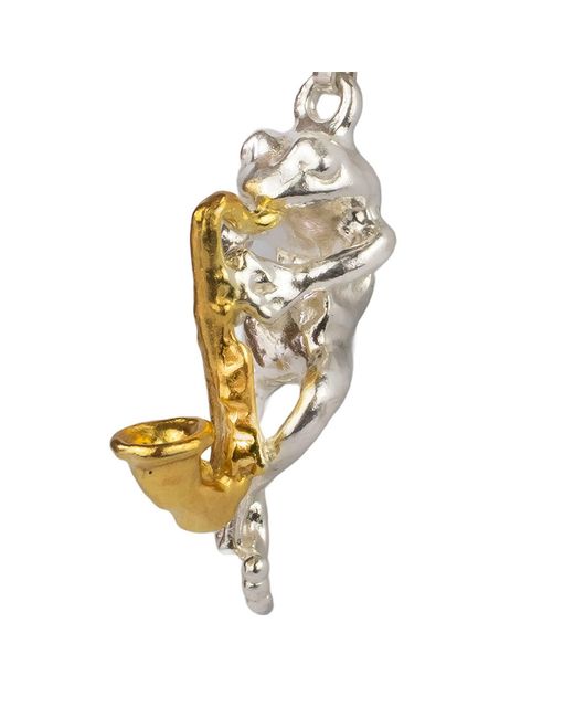 Simon Kemp Jewellers Metallic Frog Saxophonist Pendant Eighteen Carat On Solid Sterling