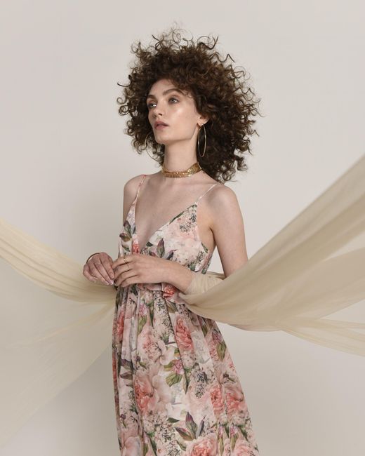 NEVA Pink Aveline Floral Empire Maxi Dress