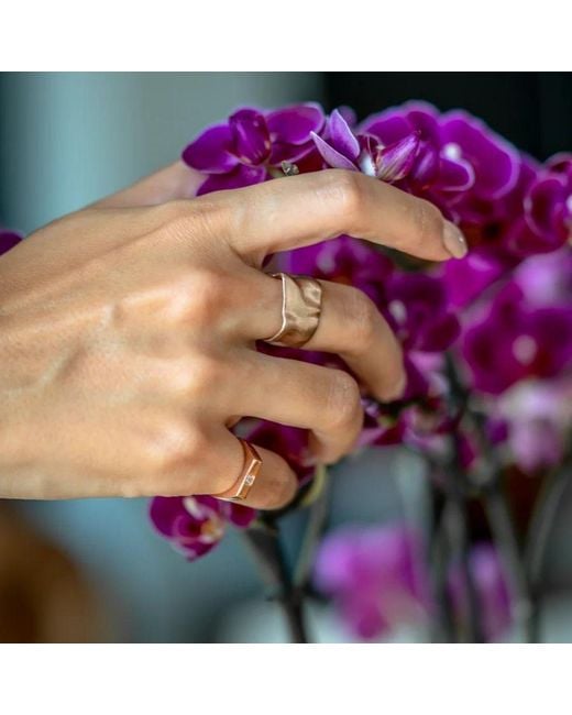 LINYA JEWELLERY White Pinky Adjustable Signet Ring