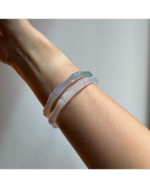 seree Blue Bambam Bamboo Shaped Skinny Jade Stone Bangle