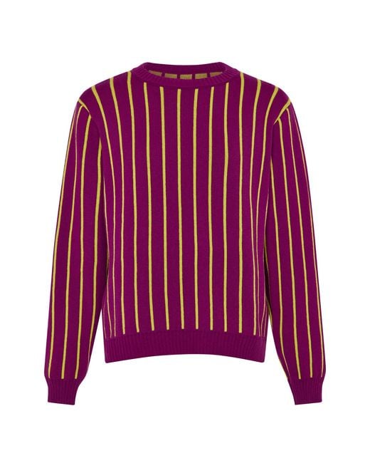 INGMARSON Purple Thin Striped Wool & Cashmere Jumper