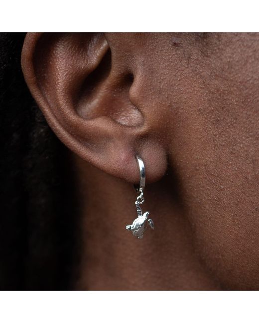 Lily Charmed Metallic Sterling Turtle Charm Hoop Earrings