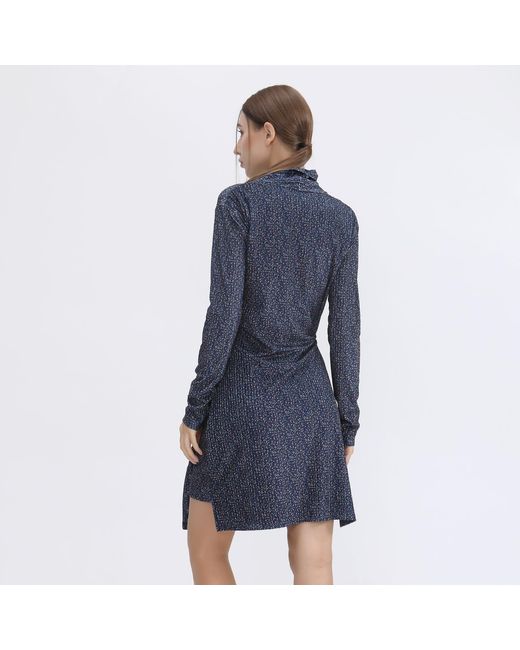 Smart and Joy Blue Draped Velvet Dress With Liberty Print