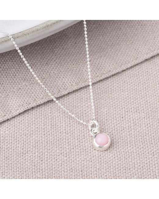 Nellou Jewellery Metallic Neutrals Gem Dot Opal Birthstone Necklace October Sterling