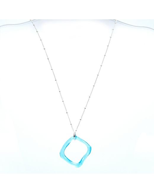 Smart Glass Jewelry Blue Recycled Gin Bottle Simple Ruffle Necklace Sterling