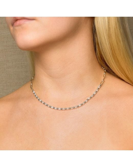 Nellou Jewellery Metallic Moonstone Gem Shine Necklace Sterling