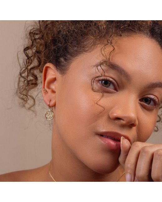 Dower & Hall Metallic Solid Diamond Tree Of Life Talisman Earrings