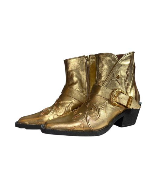 Any Old Iron Brown Golden Fancy Nancy Leather Ankle Boots