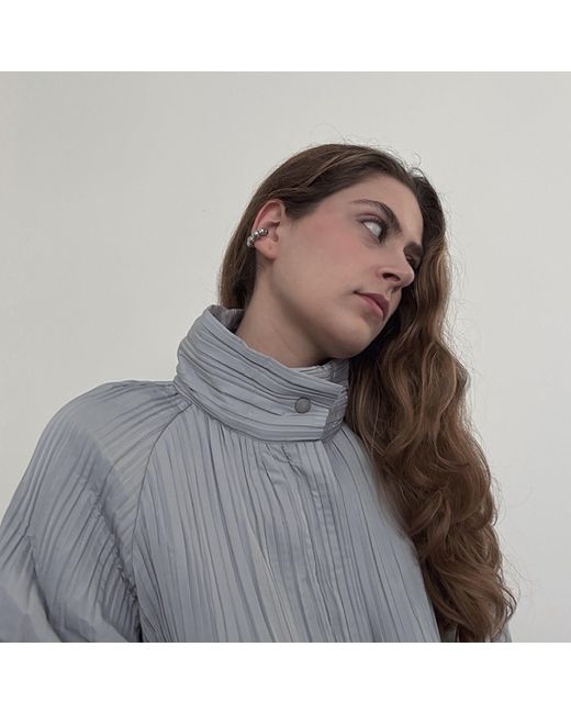 London Atelier Byproduct Gray C Shaped Hoop Ball Clip Earrings