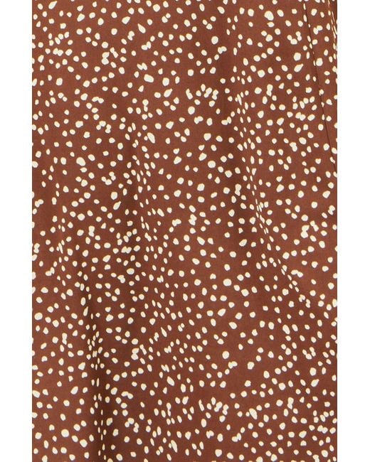 Yumi' Brown Spot Midi Dress With Split Hemline